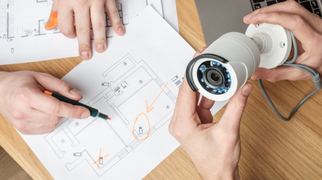 Developing a store layout and with security camera positioning