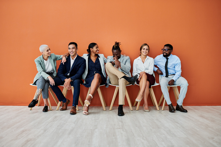 group of professional in waiting area for an interview